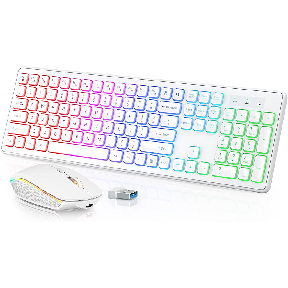 Gaming Keyboard And Mouse Combo - Teclado y ratón inalámbricos retroiluminados, teclas